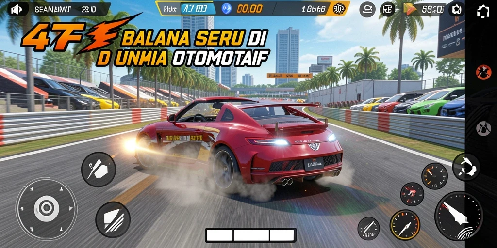 Tampilan gameplay 47F dengan aksi balapan yang mendebarkan.