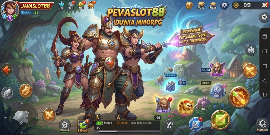 Tangkapan layar utama dari gameplay JAVASLOT88 yang menampilkan karakter dalam aksi petualangan.
