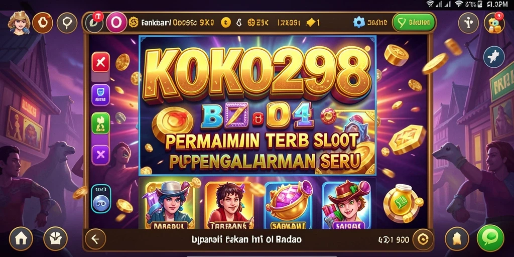 Tampilan gameplay Slot KOKO288 dengan gulungan berputar dan fitur bonus.