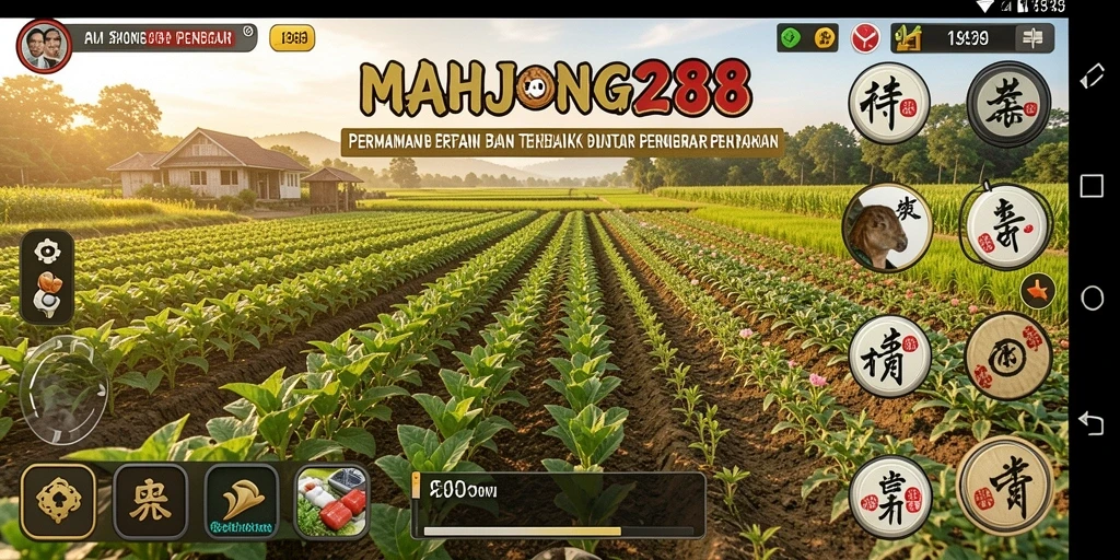 Tampilan permainan MAHJONG288 dengan ladang hijau subur.