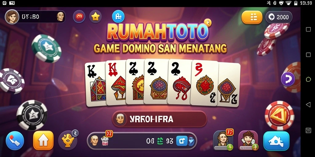 Screenshot gameplay RUMAHTOTO dengan suasana permainan domino yang seru.