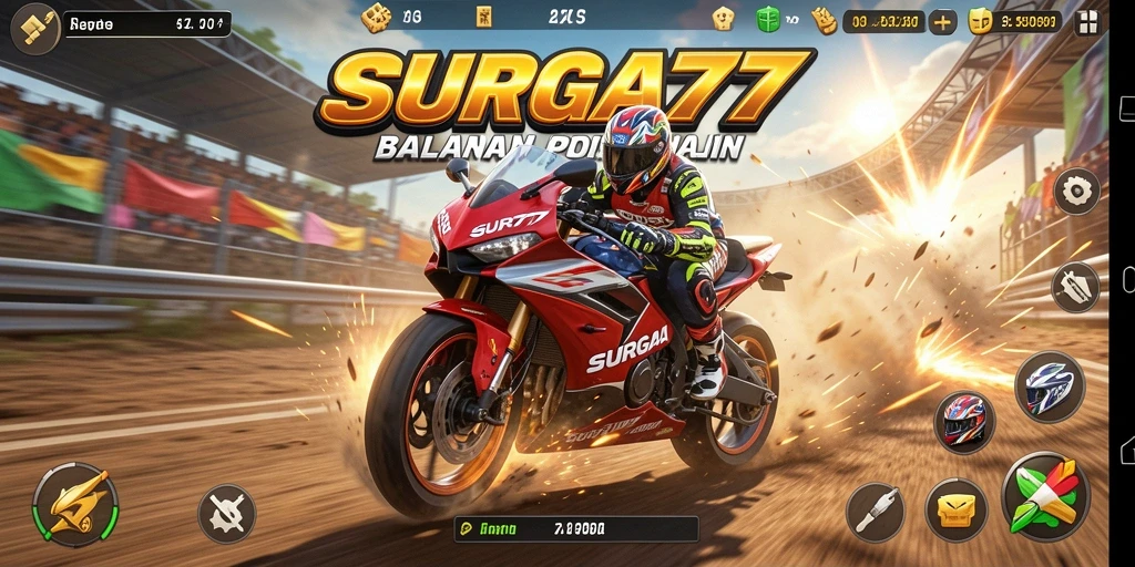 Gameplay SURGA77 yang mendebarkan dengan berbagai motor balap.