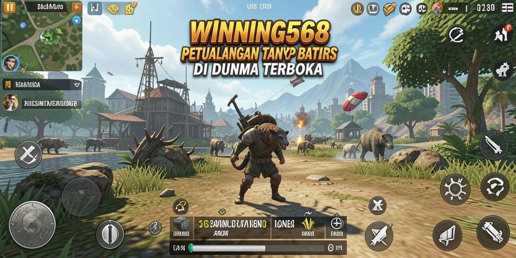 Screenshot gameplay WINNING568 menampilkan petualangan seru di dunia terbuka.